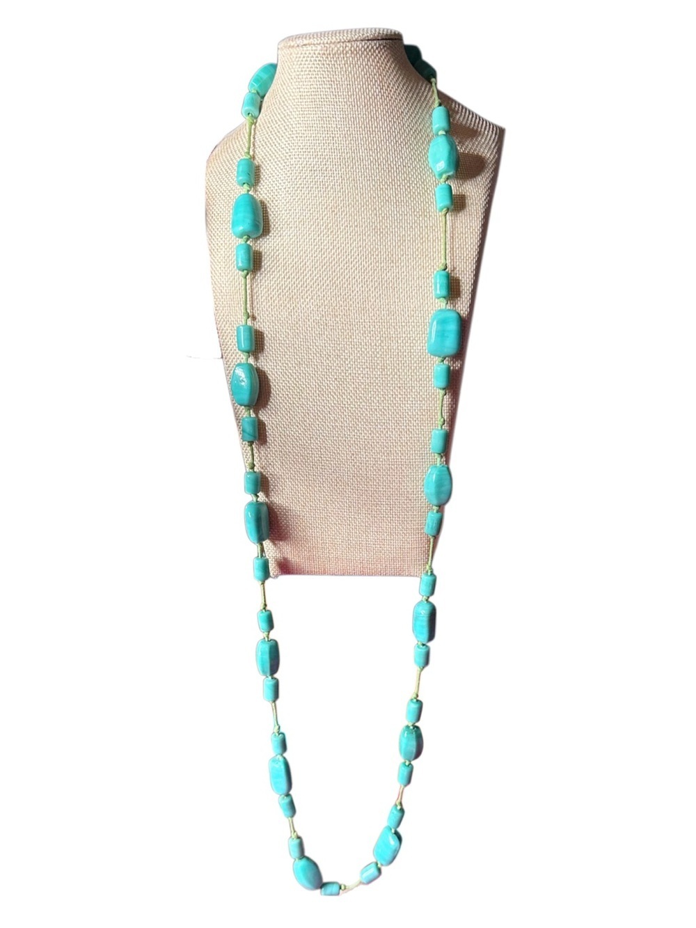 Glass Turquoise Bead Long Necklace - Women Jewelry
